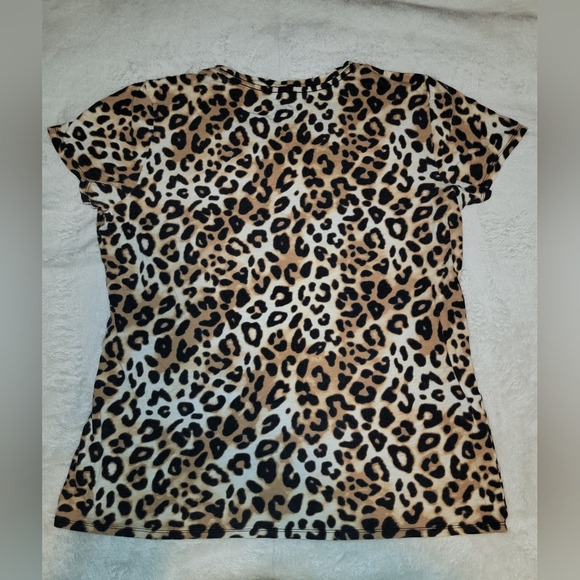 Victoria's Secret PINK Leopard Print Perfect Crew T-Shirt - Size Large - Picture 3 of 3